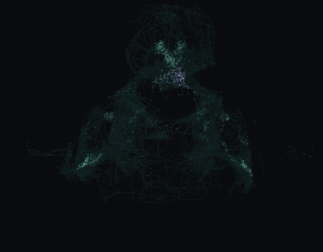 Activation from day 3's firmest decision, Network segmentation between corporate IT and grid OT, spreading through the male fruit fly nervous system. Activity driven mainly by the Irritation channel is violet; the neurons of the chosen outcome, More information demanded, are amber.