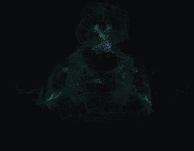Activation from day 4's firmest decision, IT / Infrastructure asks: Give me 30 minutes to confirm scope and affected systems, then I will provide a board-ready summary., spreading through the male fruit fly nervous system. Activity driven mainly by the Irritation channel is violet; the neurons of the chosen outcome, More information demanded, are amber.